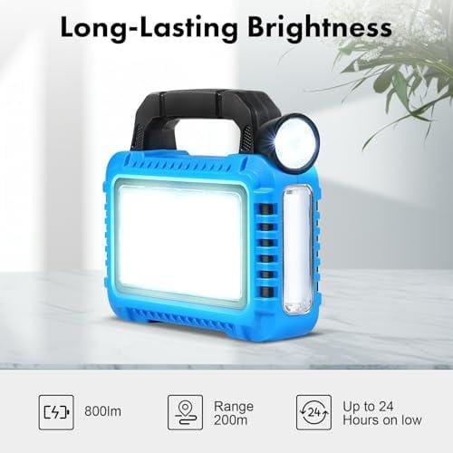 كشاف جركن LED احترافي 800 لومن | شحن شمسي + USB + باور بانك + مدى 200 متر - الصورة 5
